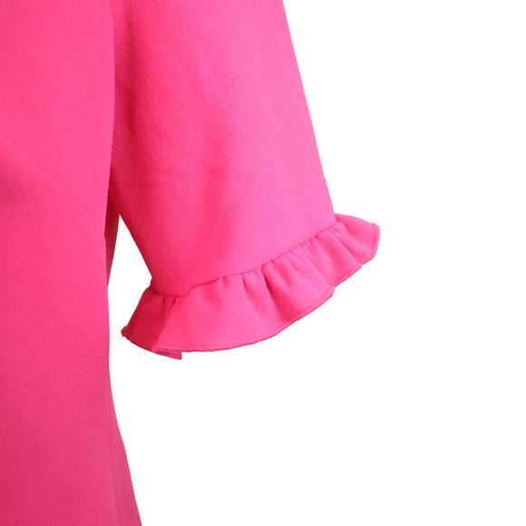 Calvin Klein Pink Ruffle V-Neck Sheath Dress Gold Back Zipper Size 8 - Picture 4 of 9